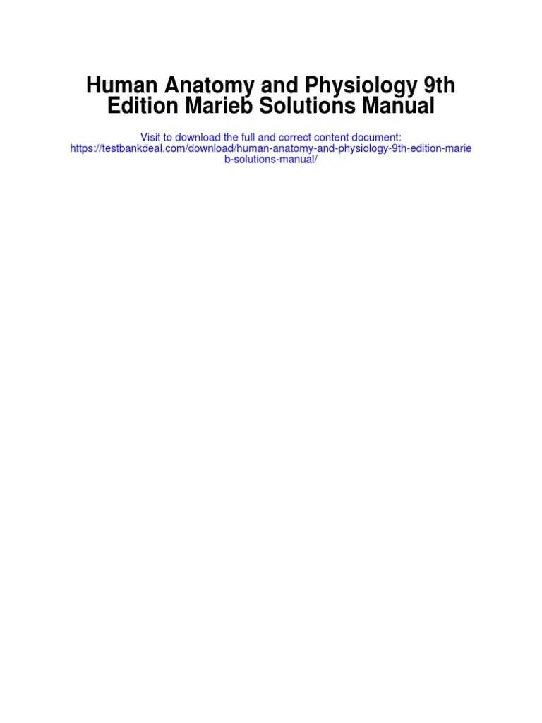 Human Anatomy and Physiology 9th Edition Marieb Solutions Manual PDF Chemistry Chemical