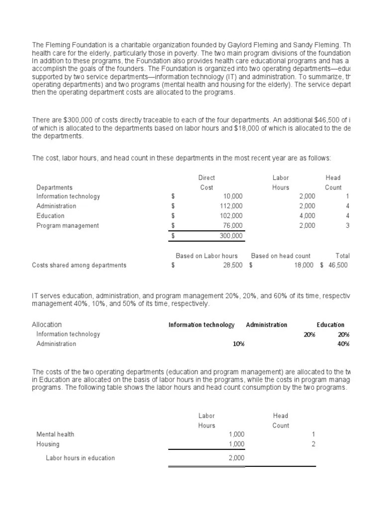 Departmental Cost Allocation PDF Economies