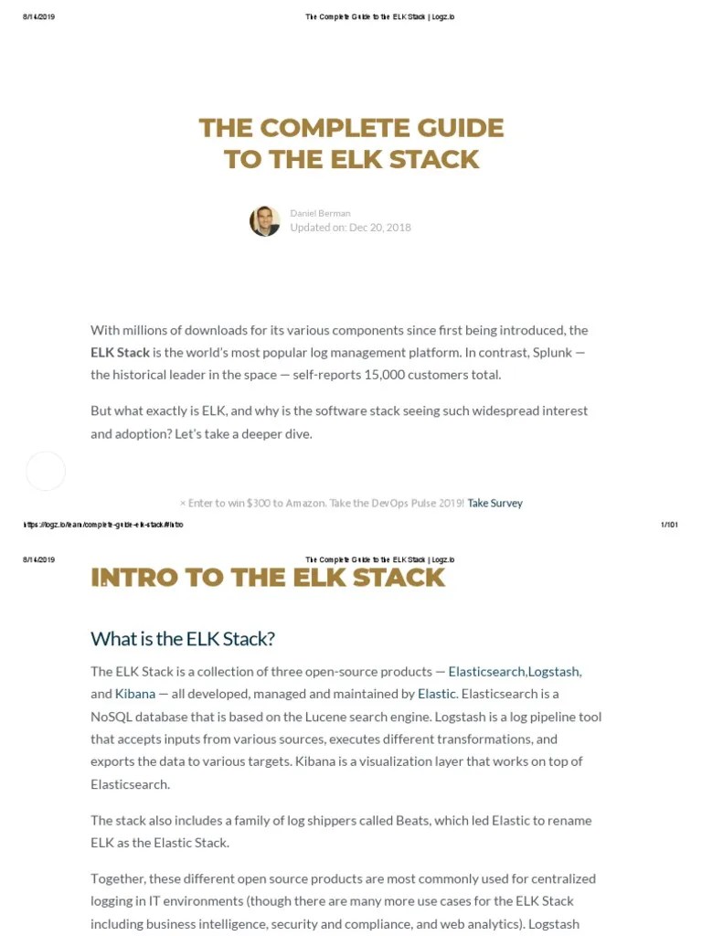 The Complete Guide To The ELK Stack Logz Io PDF Cloud Computing