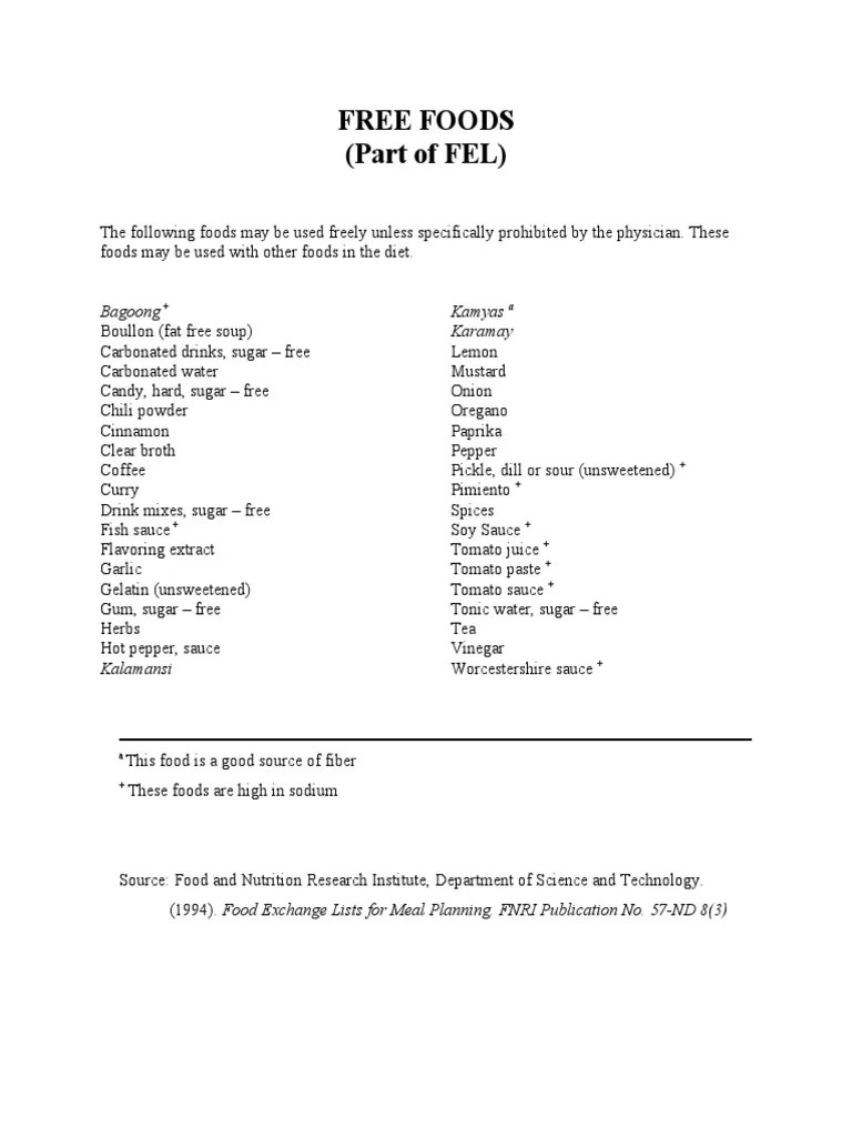 FREE FOODS Part of FEL PDF