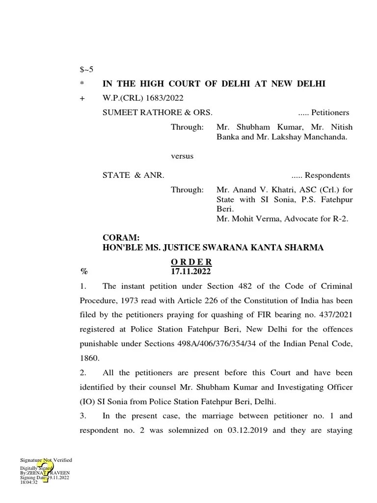 Quashing Judgement PDF