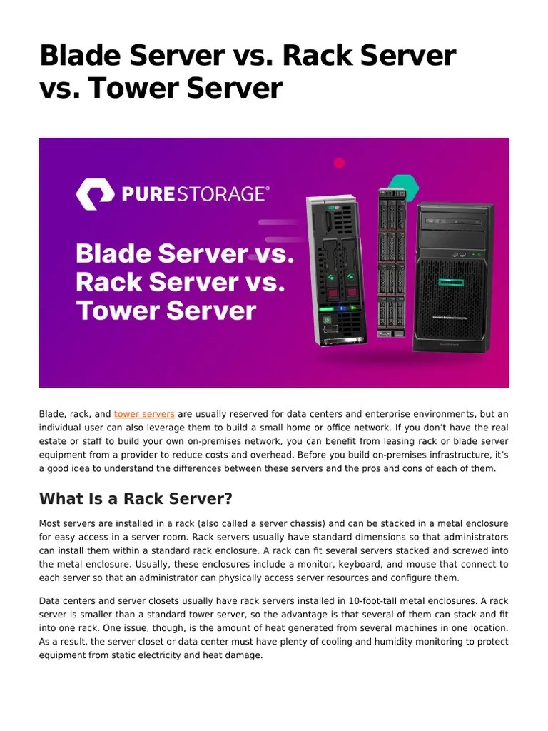 Blade Server Vs Rack Server Vs Tower Server PDF PDF
