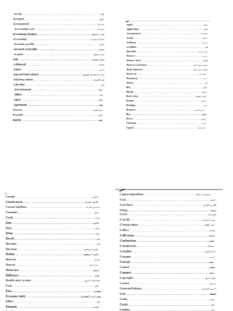 Accounting Terms English Arabic Dictionary PDF