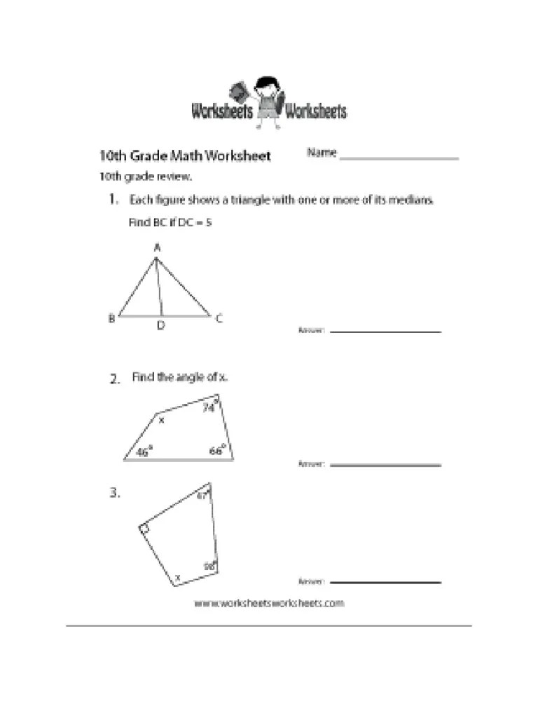 10th Grade Geometry Worksheet | PDF