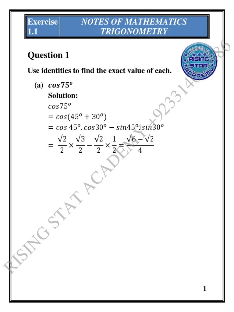 Exercise 1.1 (Trigonometry) Complete | PDF | Voltage | Metrology
