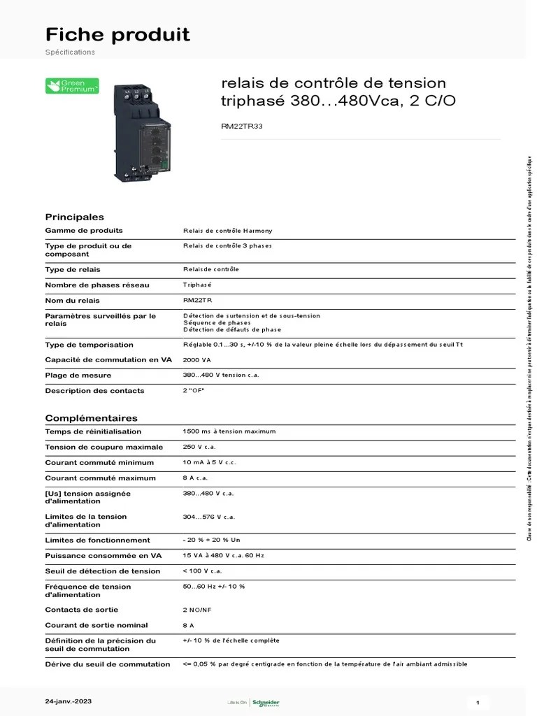 Harmony Control Relays RM22TR33 PDF Courant alternatif Métrologie