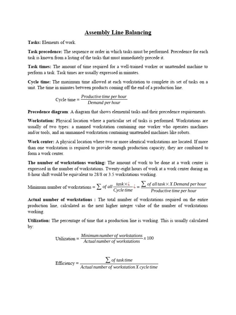 Assembly Line Balancing PDF