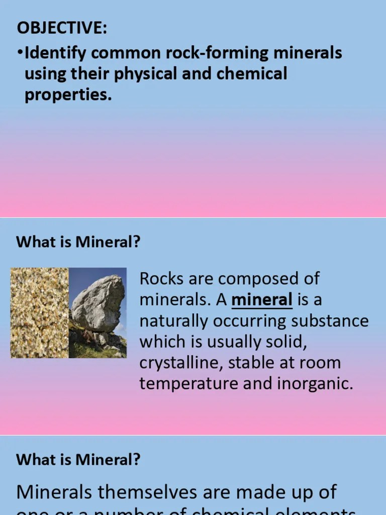 Lesson 3.1 Physical and Chemical Properties of Minerals PDF Minerals Materials