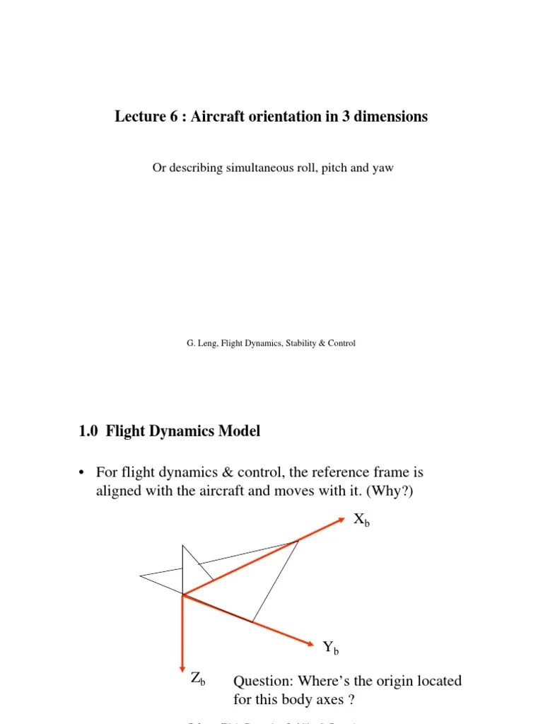 Aircraft Dynamics Flight Dynamics (Fixed Wing Aircraft) Rotation