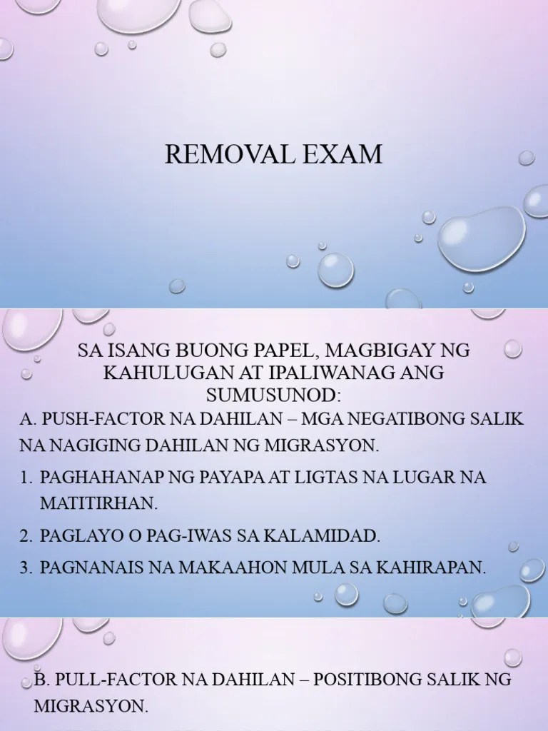 Removal Exam PDF