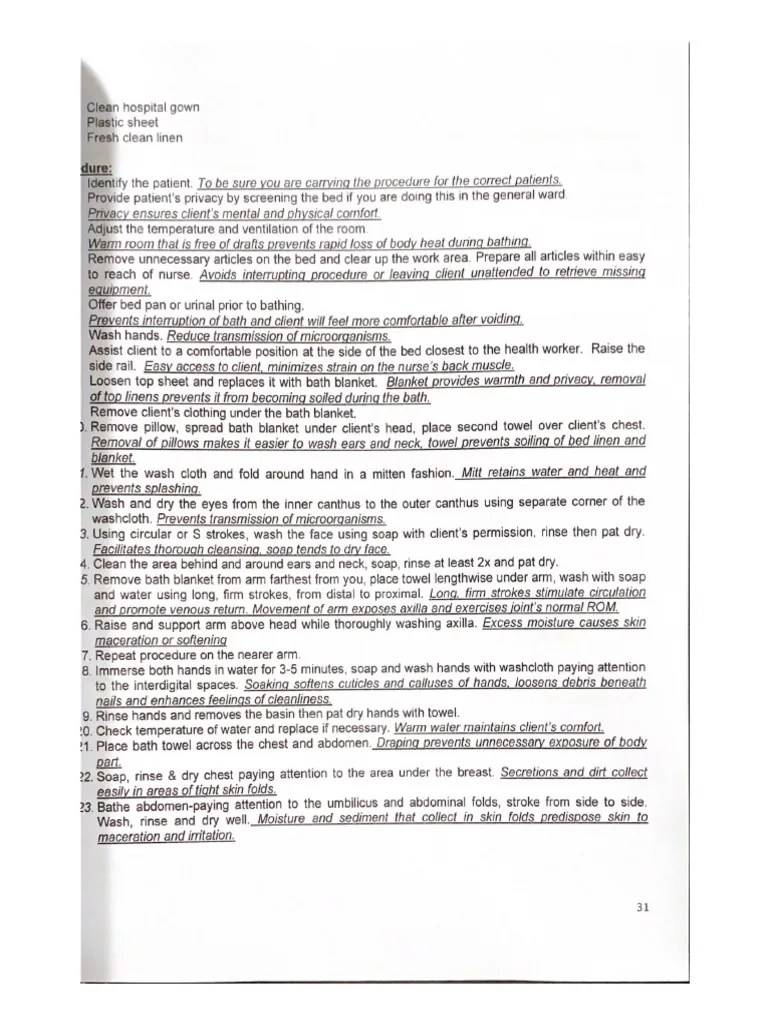 Bed Bath Procedure PDF