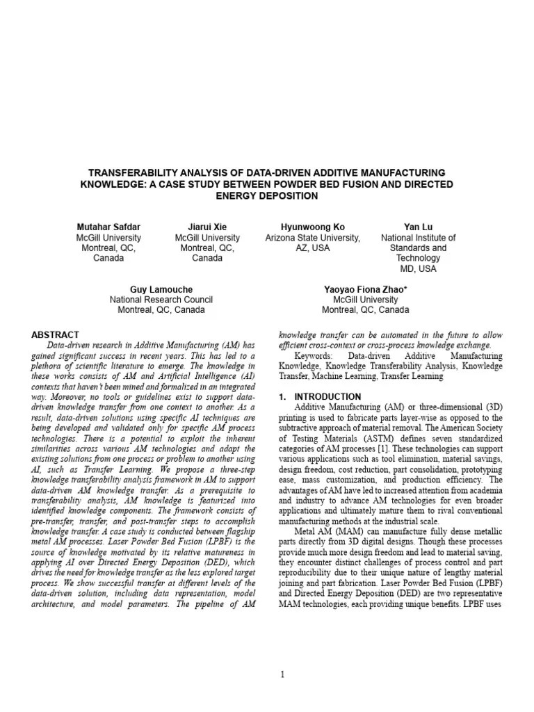 Transferability Analysis of DataDriven Additive Manufacturing