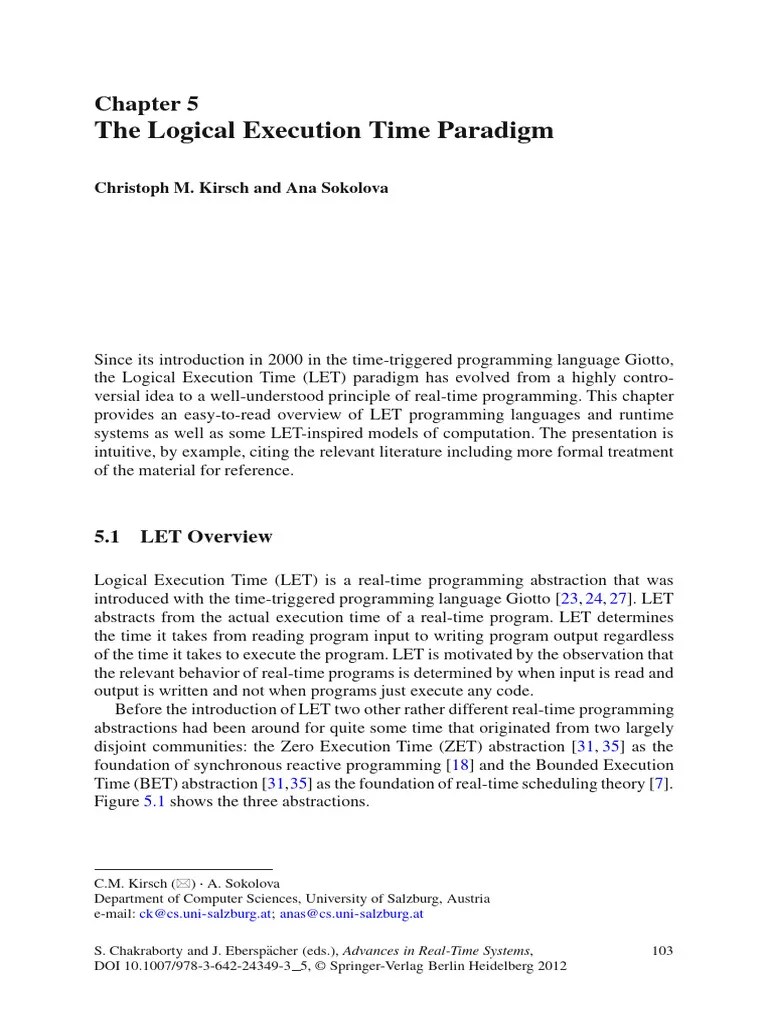 The Logical Execution Time Paradigm Krisch PDF Runtime System