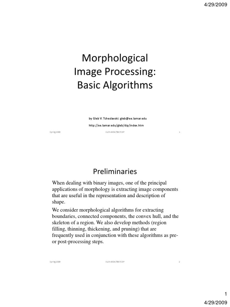 102 Morphological Image Processing PDF Multidimensional Signal