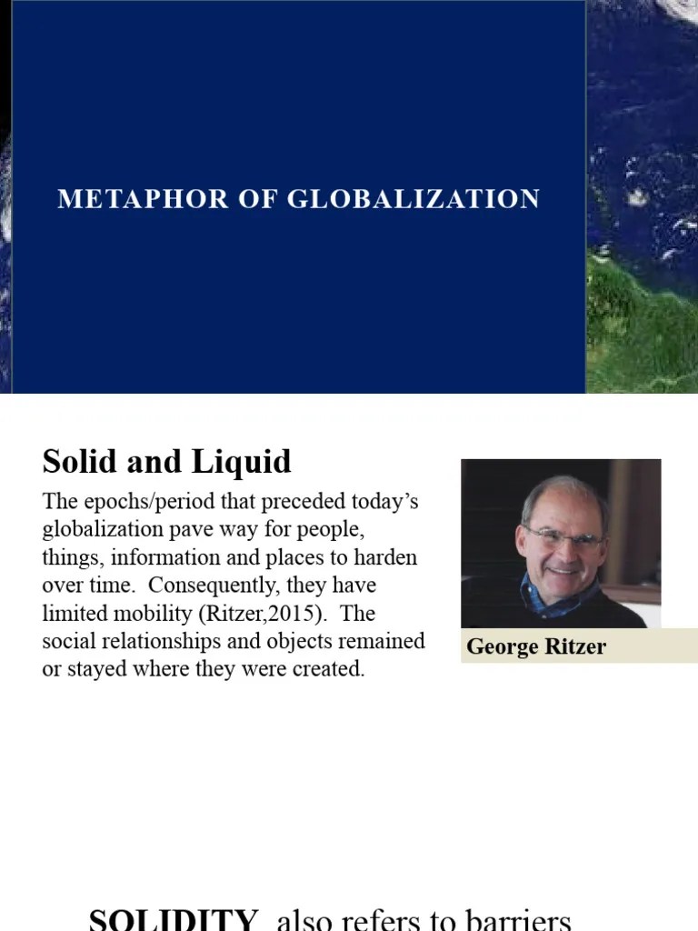 Metaphor of Globalization PDF Liquids Globalization