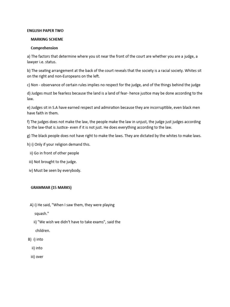 pp2 Marking Scheme | PDF