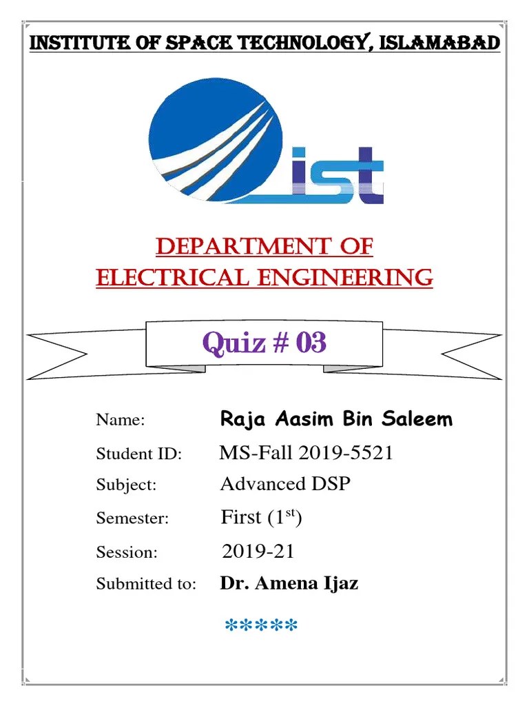 Digital Signals Processing Quiz 3 PDF