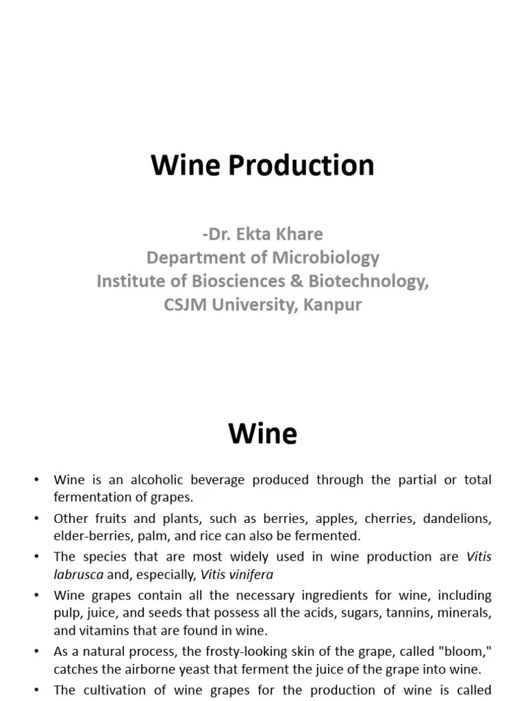 Wine Production PDF Fermentation In Winemaking Winemaking