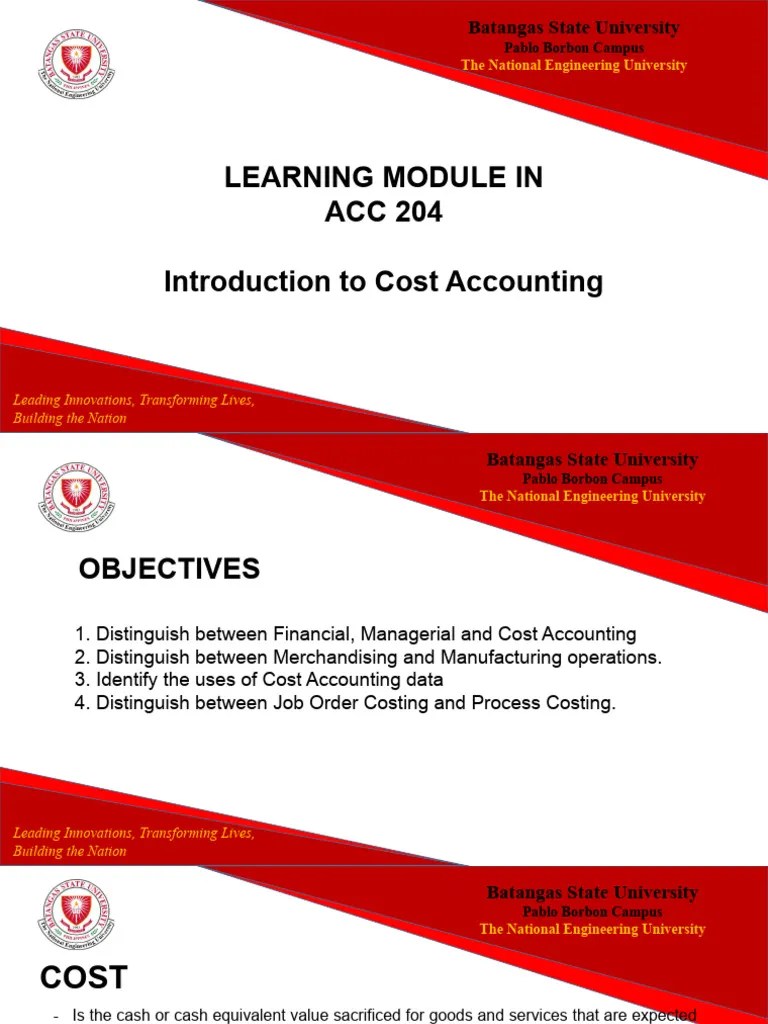 Lecture 1 Introduction To Cost Accounting PDF