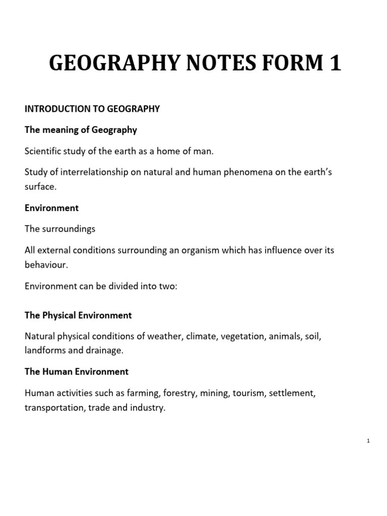 S1 Geography Notes PDF Fog Precipitation