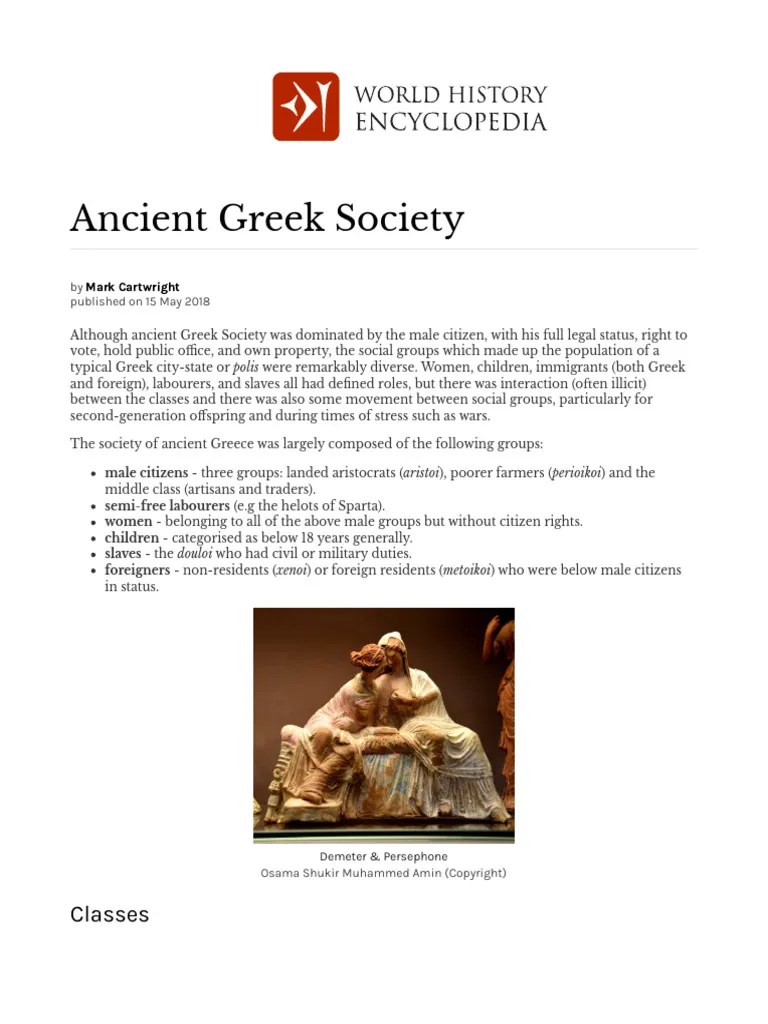 Ancient+Greek+Society+ +World+History+Encyclopedia PDF Ancient