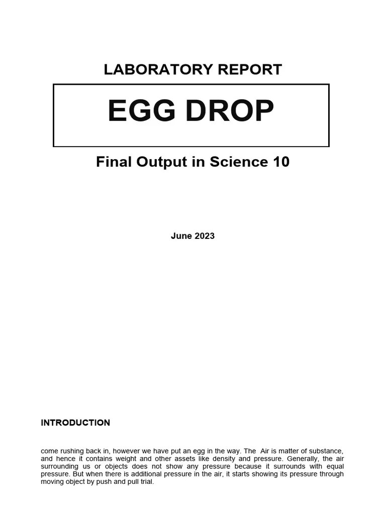 Egg Drop Lab Report PDF
