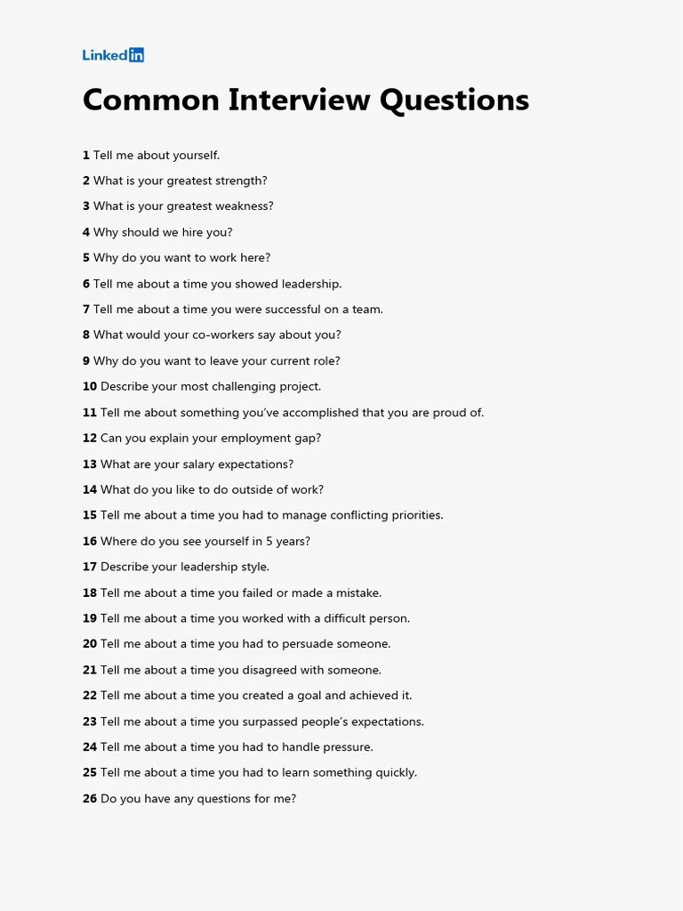 Common Interview Questions PDF Marketing Experience