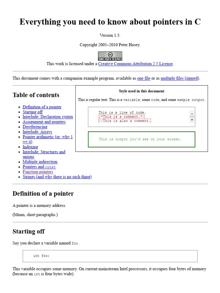 Everything you need to know about pointers in C PDF Pointer