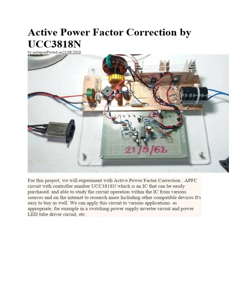 Active Power Factor Correction by UCC3818N PDF Electronic Circuits