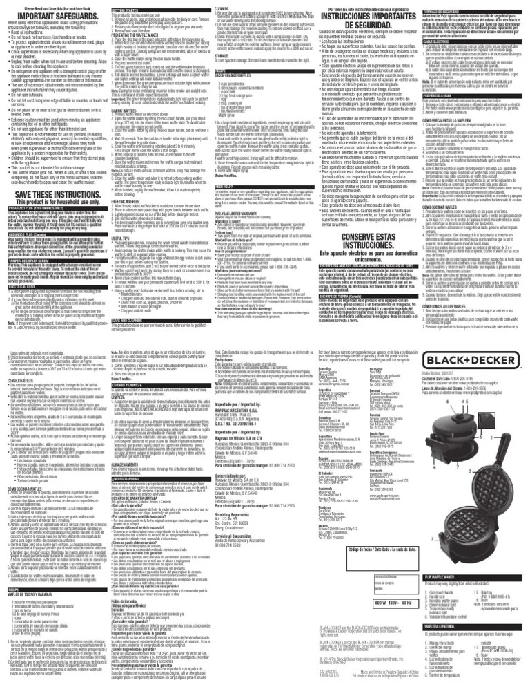 Black Decker Waffle Maker Manual de Instrucciones | PDF | Waffle | Cooking