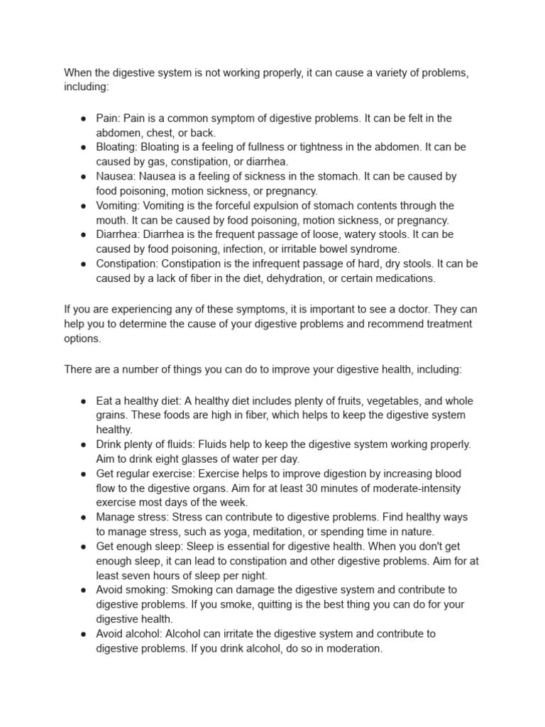 What Happen When Digestion System Not Working Properly PDF PDF Bloating Constipation