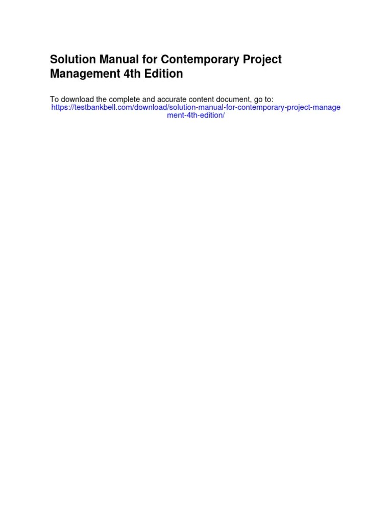 Solution Manual For Contemporary Project Management 4th Edition | PDF