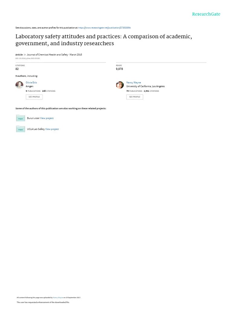 Cls Lab Safety Practices 2016 PDF Laboratories Personal