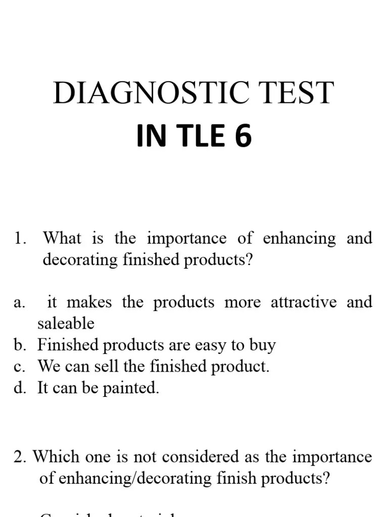 Diagnostic Test in Tle 6 PDF