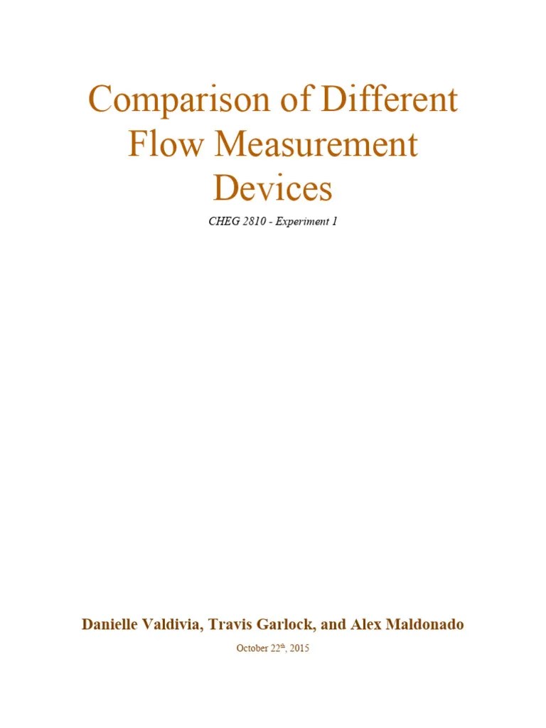 Flow Measurement Lab Report PDF Flow Measurement Fluid Dynamics