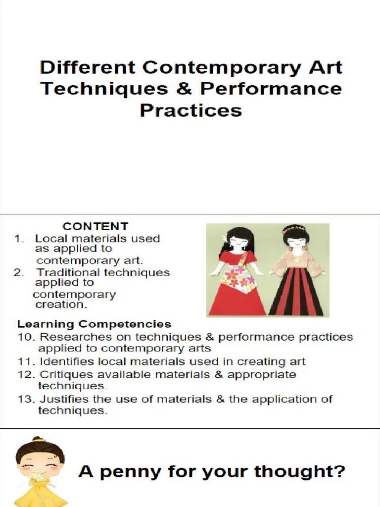C. Different Contemporary Art Techniques and Performance Practices PDF