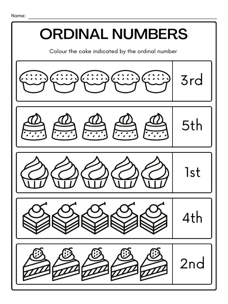 Ordinal Numbers Worksheet PDF