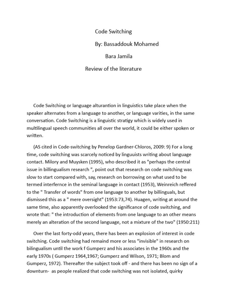 Code Switching PDF Linguistics Science