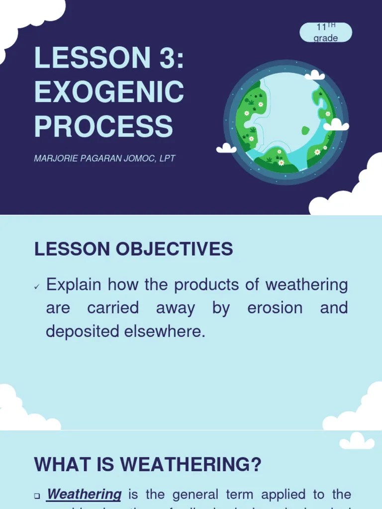 Chapter 2 Lesson 3 Exogenic Process PDF Weathering Erosion