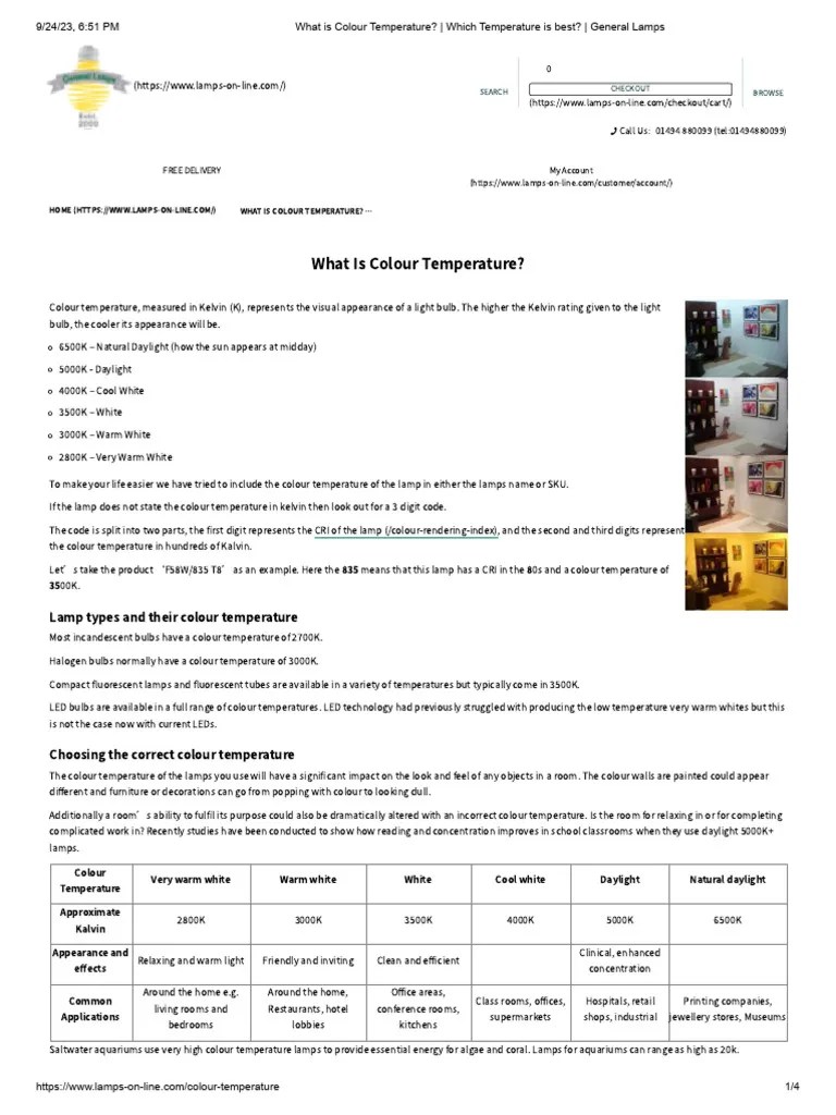 What Is Colour Temperature Which Temperature Is Best General Lamps