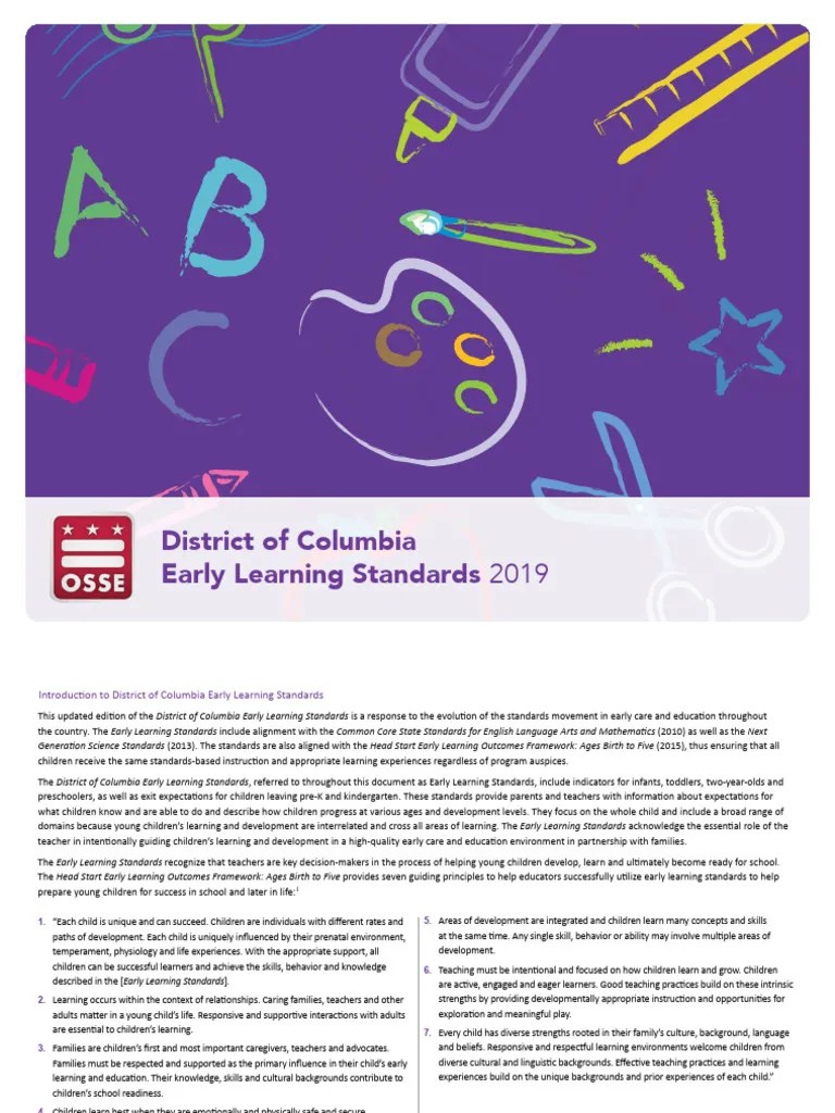 2019 District of Columbia Early Learning Standards. 3.17.20 PDF Preschool Learning