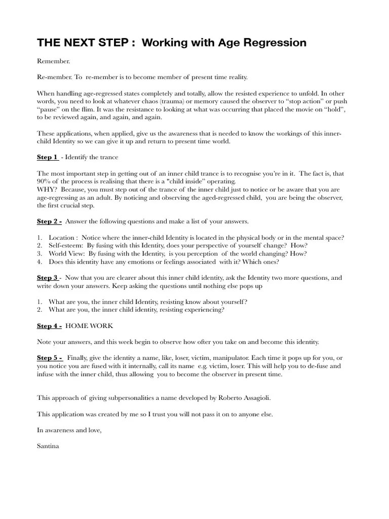 Age Regression - Steps | PDF