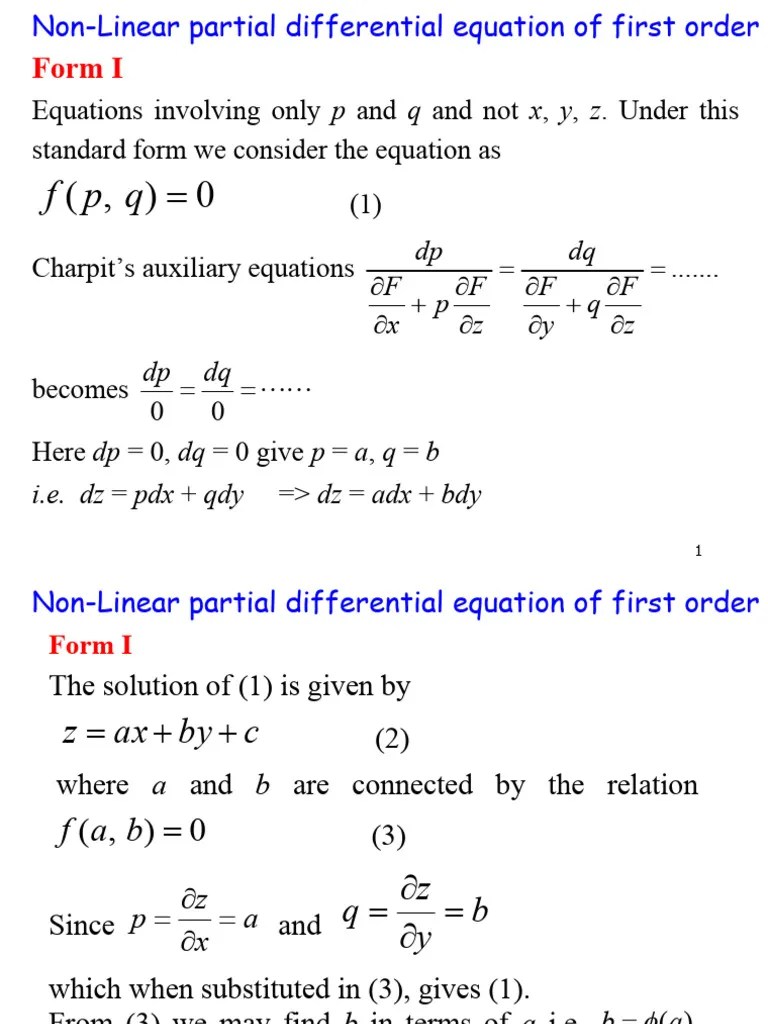 Charpits Method SF PDF Differential Equations System