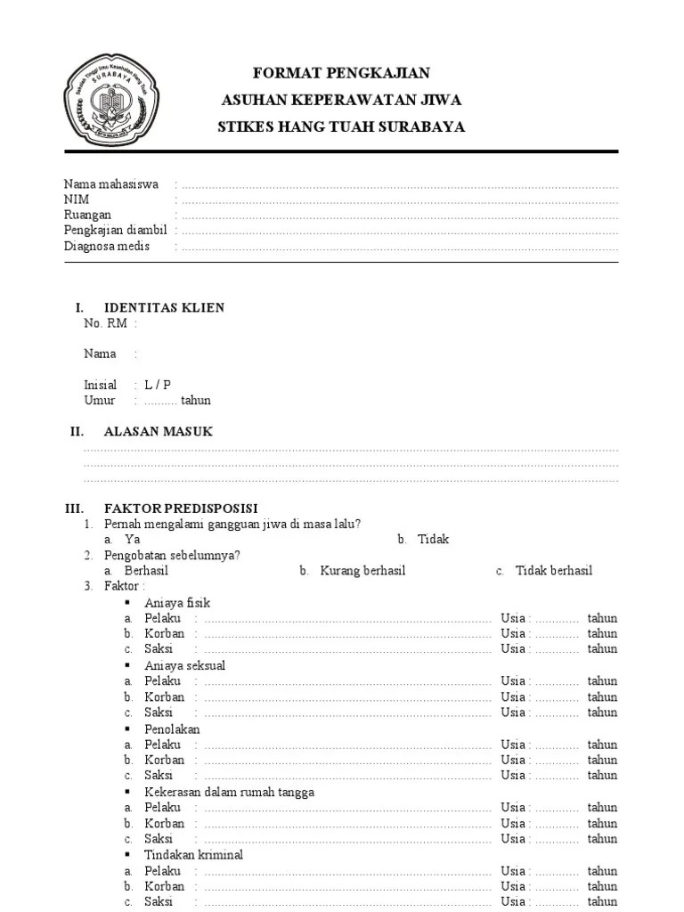 Format Pengkajian Keperawatan Jiwa PDF