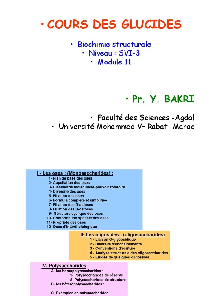 COURS DE BIOCHIMIE STRUCTURALE LES GLUCIDES PDF