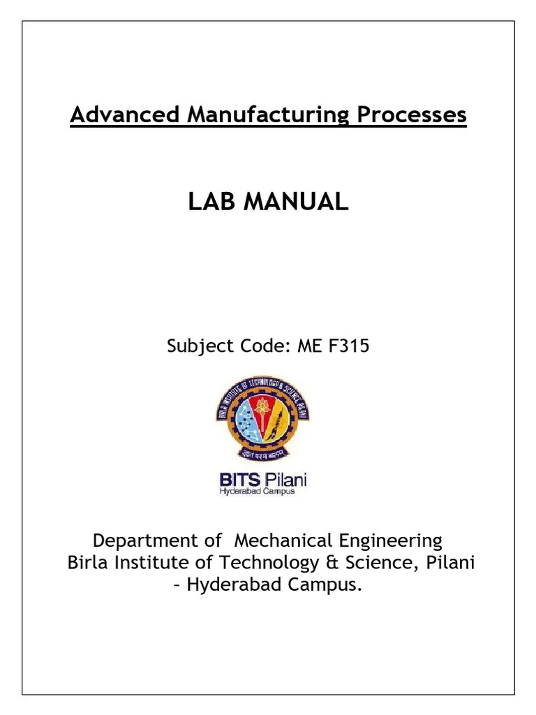 Revised Advanced Manufacturing Process Lab Manual 202324 PDF