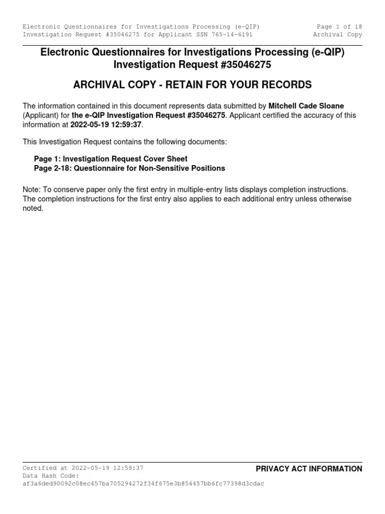 EQIP ISSI Background Check PDF