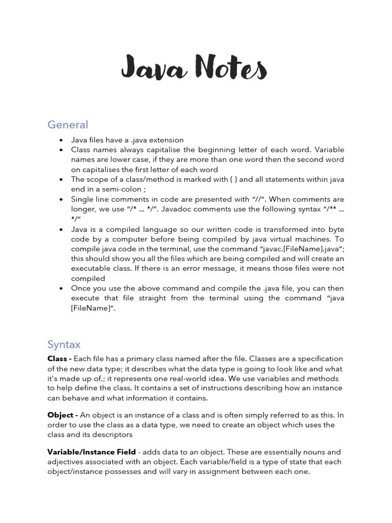 Java Notes PDF