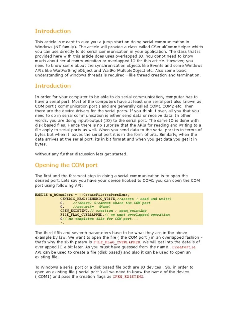 Serial Port Communication PDF Parameter Programming