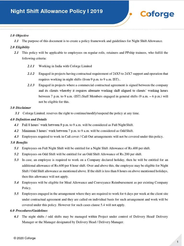 Night Shift Allowance Policy. PDF